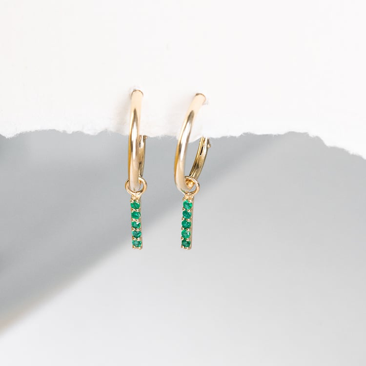 Zlaté visiace náušnice so smaragdmi Christy 122999