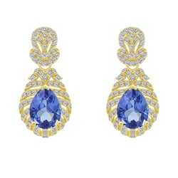 Zlaté náušnice s tanzanitmi a diamantmi Faina