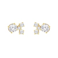 Strieborné cluster náušnice s moissanitmi a lab-grown diamantmi Kerrie