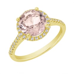 Prsteň z ružového zlata s morganitom a diamantmi Dulia