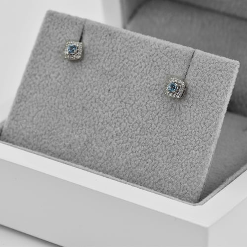 Strieborné akvamarínové náušnice s lab-grown diamantmi Noelle