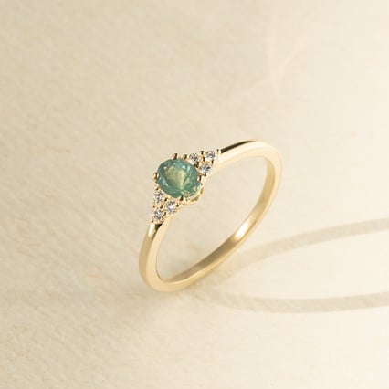 Zásnubný prsten s prírodným alexandritom a diamantmi Kylie