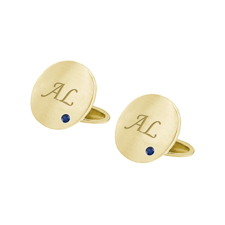 Manžetové gombíky zo zlata s gravírom a zafírmi Imbra