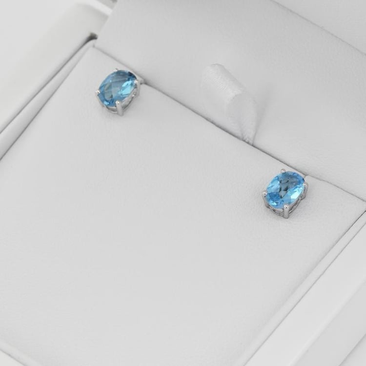 Zlaté náušnice s oválnymi topásmi Keone 36965