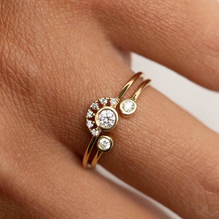 Half halo strieborný prsteň s lab-grown diamantmi Tiege 138943