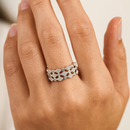 Moderný prsteň zo striebra s lab-grown diamantmi Gunnar