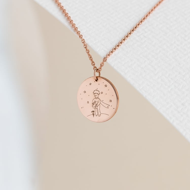 Strieborný prívesok Malý princ s ružou a gravírom 124492