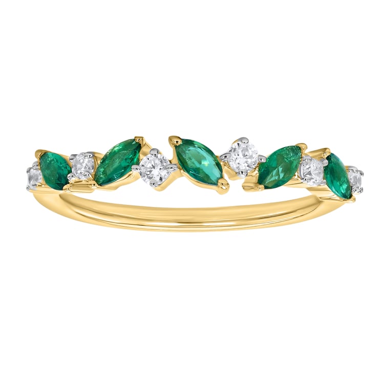 Half-eternity prsteň zo zlata so zelenými smaragdy Zubin
