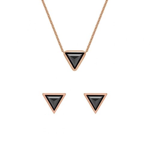 Zlatý set šperkov s čiernymi triangle diamantmi Ofrea