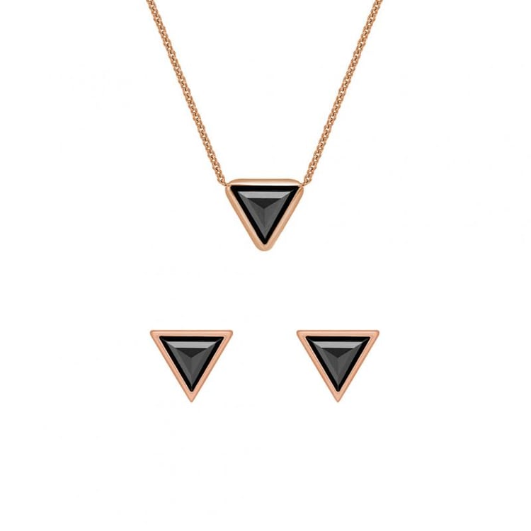 Zlatá kolekcia šperkov s čiernymi triangle diamantmi Ofrea 40204