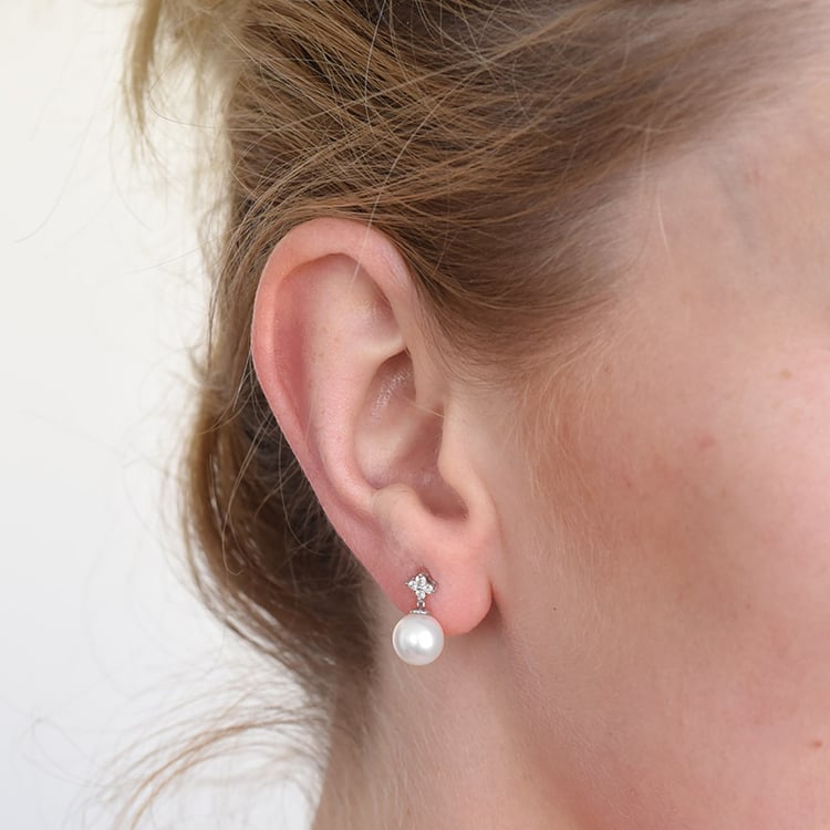 náušnice s perlami a diamantami 86910