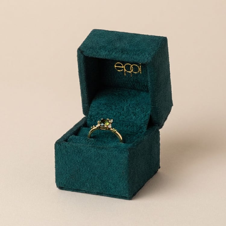 Cluster rozvodový prsteň s vltavínom, zafírom a diamantmi John 165573