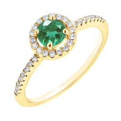 Halo prsteň so smaragdom a lab-grown diamantmi Kerau