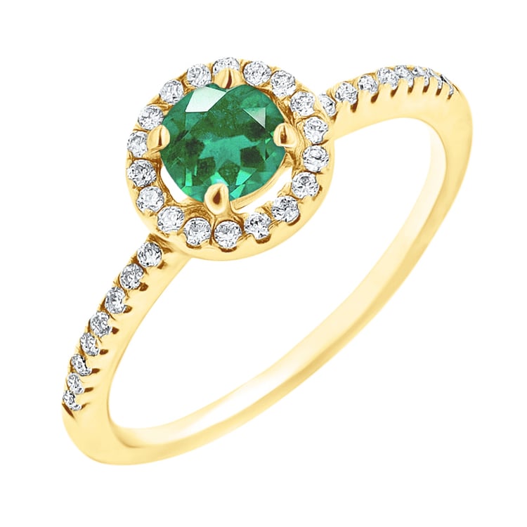 Halo prsteň so smaragdom a lab-grown diamantmi Kerau 145969