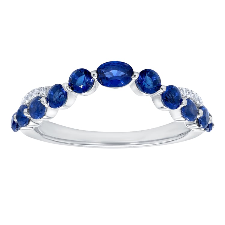 Elegantný zlatý prsteň so zafírmi a prírodnými diamantmi Sona