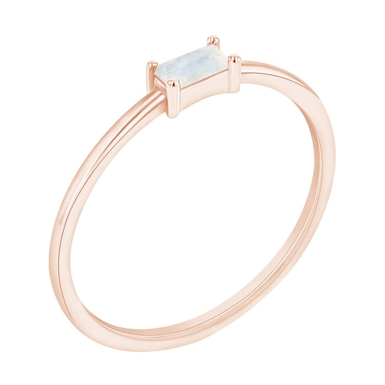 Prsteň s mesačným kameňom baguette tvaru zo zlata