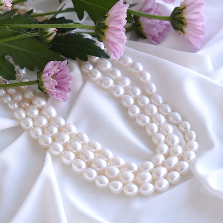 Trojradový perlový náhrdelník 83554