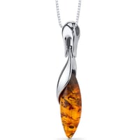 Strieborný prívesok s marquise jantárom Pheab