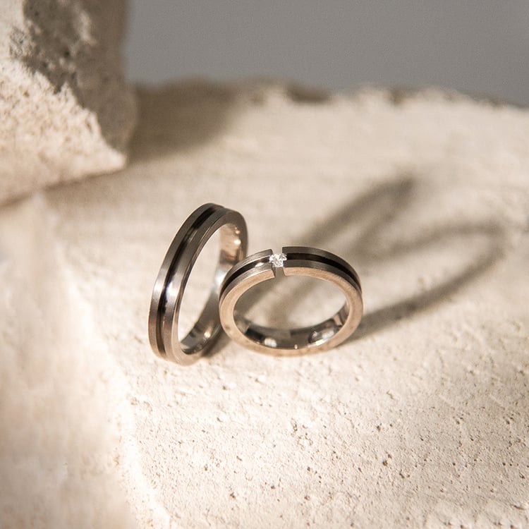 Titanové snubné prstene s diamantom Markus 107524