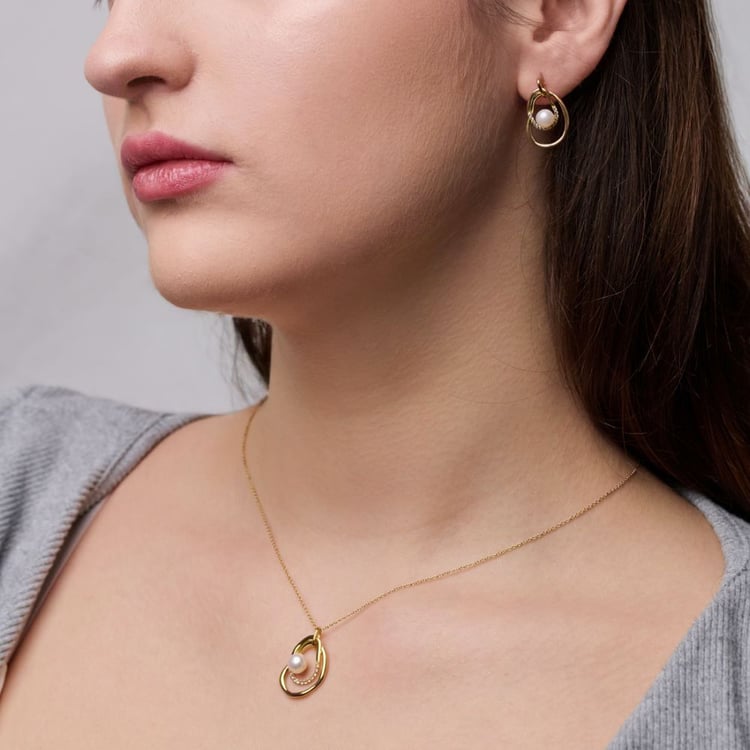 Kolekcia strieborných šperkov s perlami a bielymi topásmi 164073