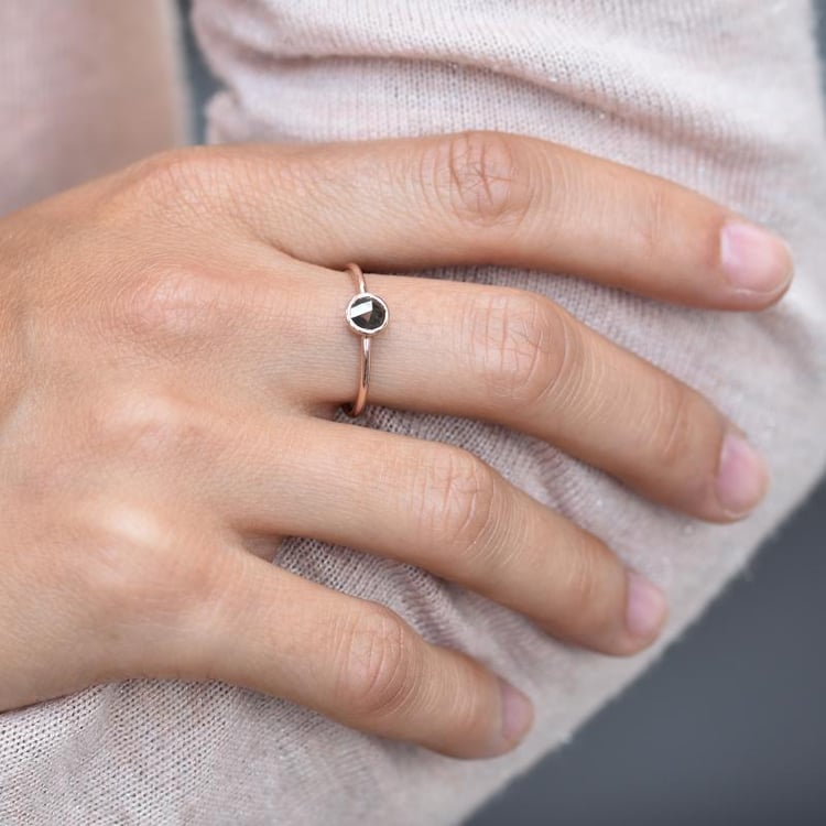 Salt´n´pepper prsteň z ružového zlata 44978