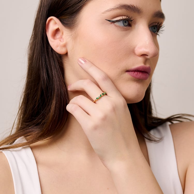 Half-eternity prsteň zo zlata so zelenými smaragdy Zubin 165496