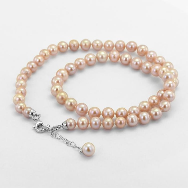 Strieborný náhrdelník s perlami 50829