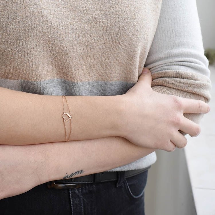 Dvojitý náramok v tvare srdca s diamantmi Katey 98444