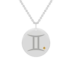 Zlatý prívesok so znamením a citrínom Blíženci