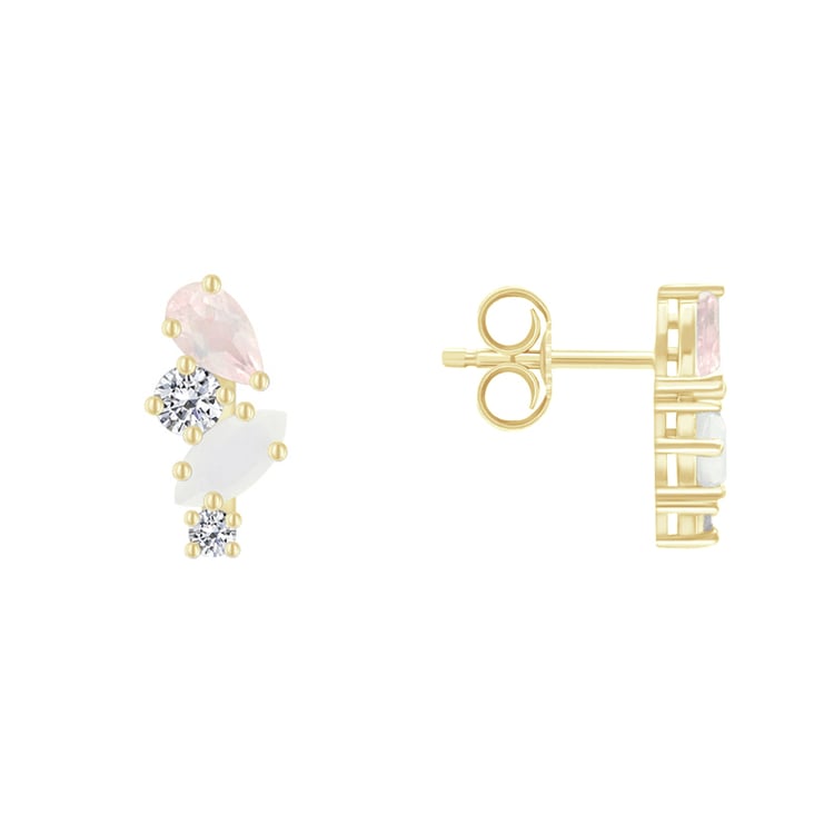 Strieborné náušnice s mesačným kameňom, ruženínom a topásmi Jinan 131913