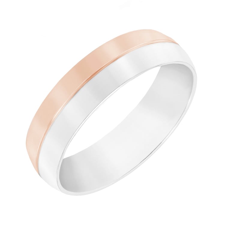 Pologuľatý snubný prsteň z kombinovaného zlata