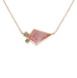 Náhrdelník s jahodovým achátom, olivínom a tsavorit granátom Luca