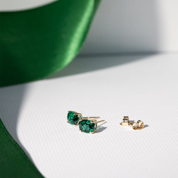 Zlaté náušnice s oválnymi smaragdmi Jalia 121892