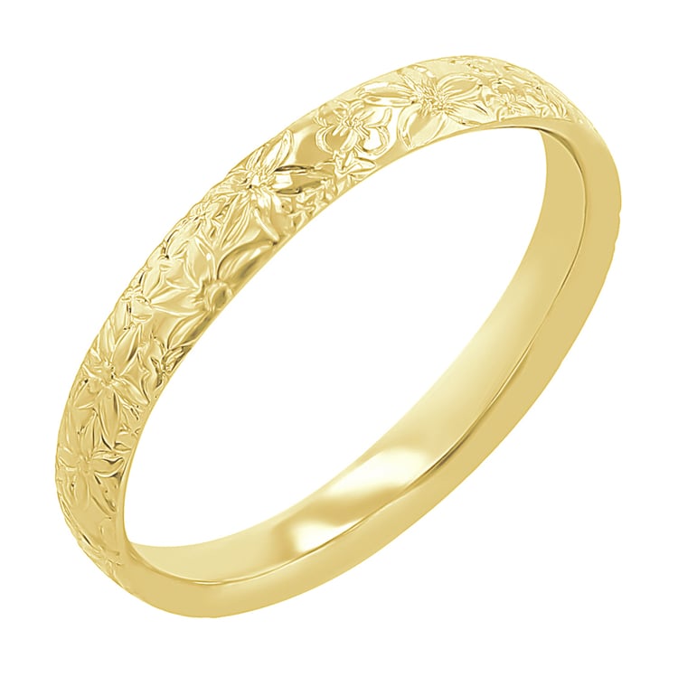 Svadobné obrúčky s ručnou rytinou kvetov Alanis 117256