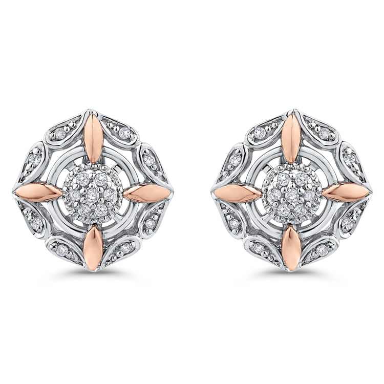 Luxusné diamantové náušnice z viacfarebného zlata 51679