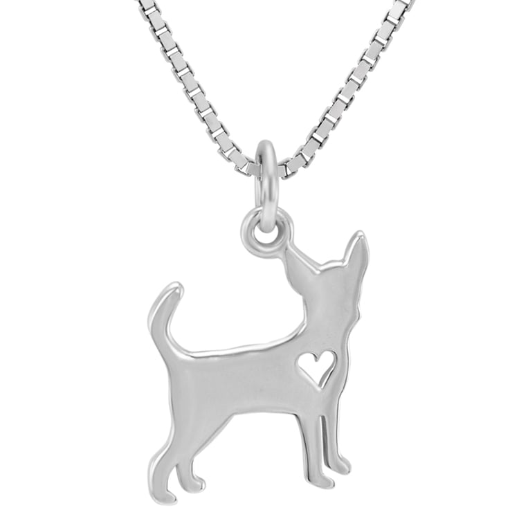 Strieborný náhrdelník s príveskom čivavy