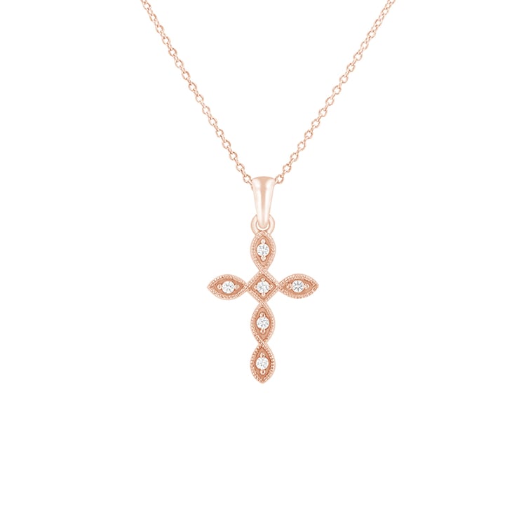 Prívesok v tvare diamantového kríža z ružového zlata 79703