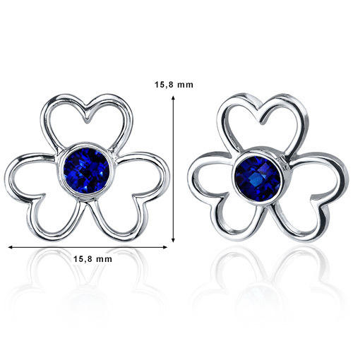 Kvetinové náušnice so zafírmi strieborné 2228