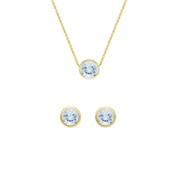 Zlatý bezel set šperkov s akvamarínmi Palonn