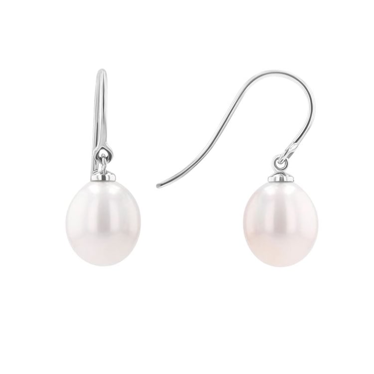 Visiace náušnice s bielymi perlami Diara 151675