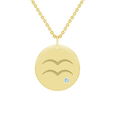 Strieborný prívesok so znamením a akvamarínom Vodnár 103400