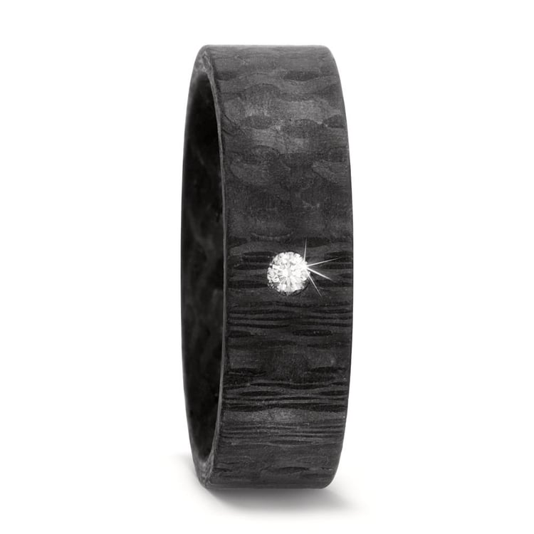 Ploché karbónové svadobné obrúčky s diamantom Jae 166486
