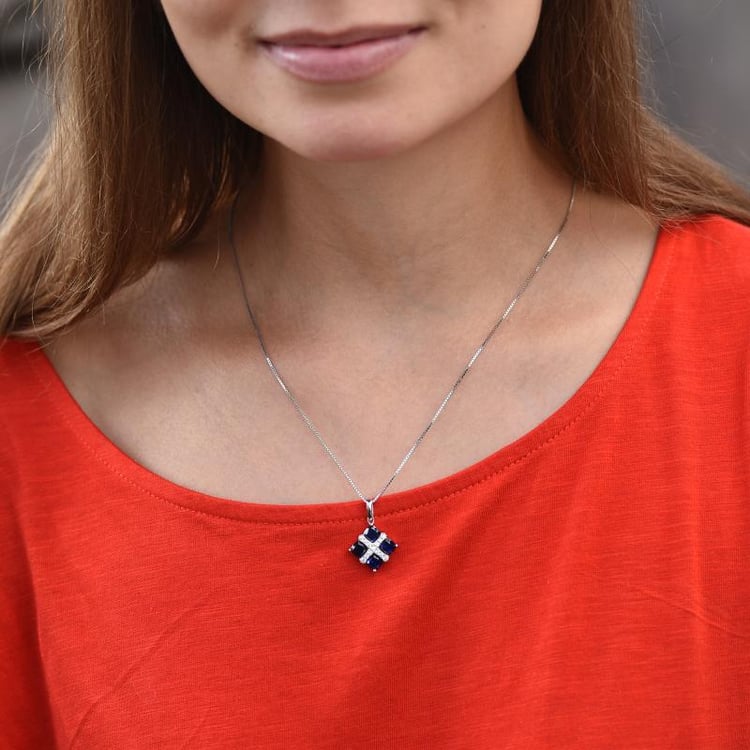 Strieborný náhrdelník so zafírmi a zirkóny 42847