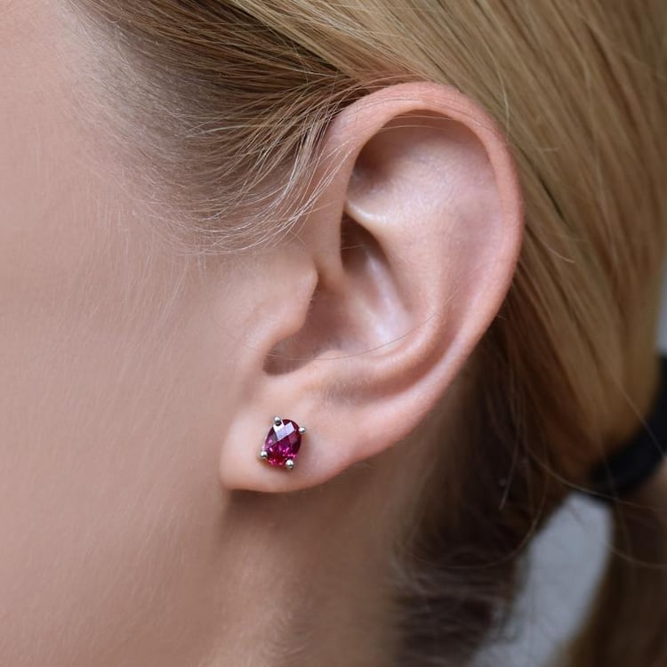 Strieborné náušnice s oválnymi rubínmi Dinalle 14155