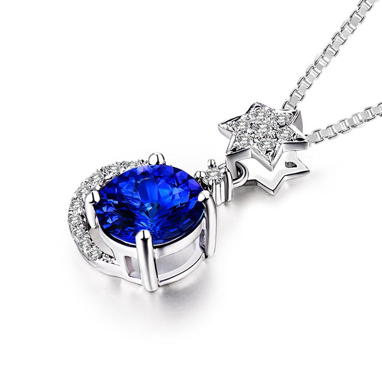 Zlatý náhrdelník s modrým tanzanitom 18481