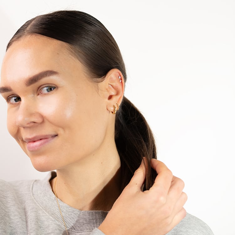 Zlatá piercing náušnice so zirkónmi Dyre 149121