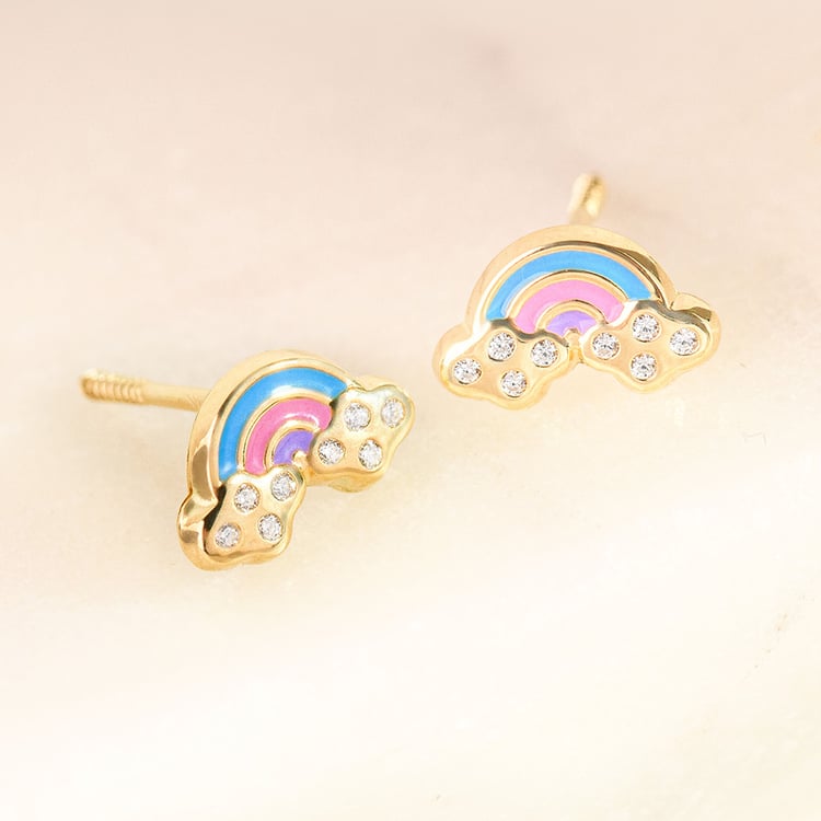 Zlaté detské náušnice v tvare dúhy Holly 164374