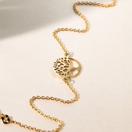 Zlatý náramok na nohu so stromom života Colley