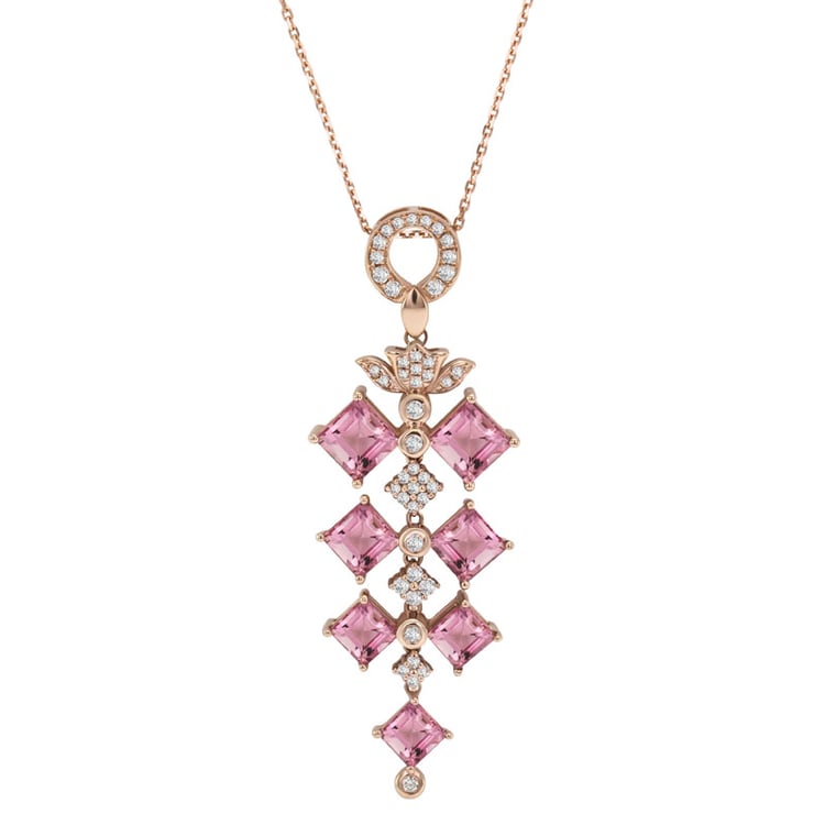 Zlatý náhrdelník plný turmalínov a diamantov Tiara