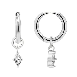 Strieborné kruhové náušnice 2v1 s bielymi topazmi Savitri